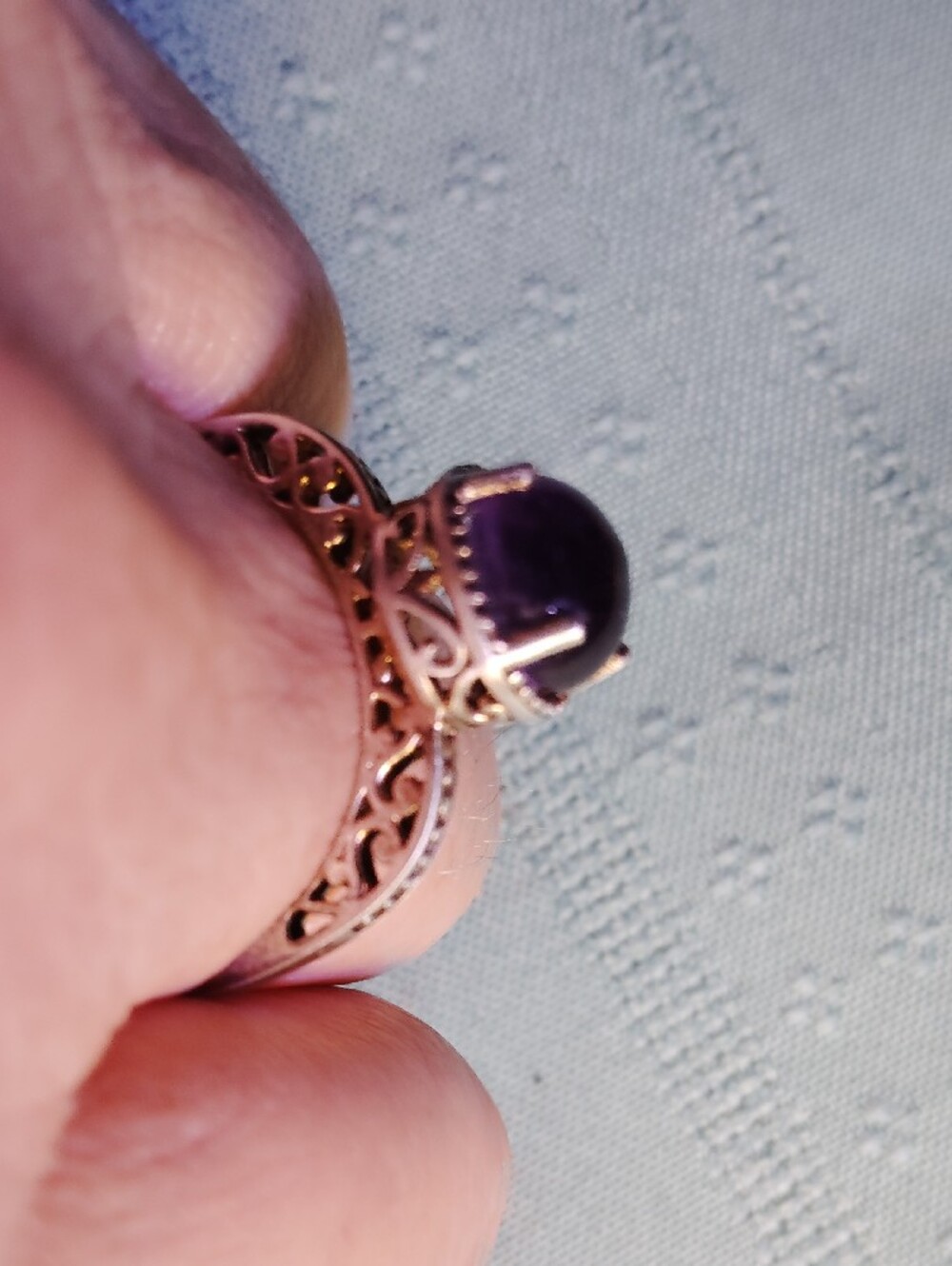 SOLID STERLING SILVER DEEP PURPLE, 👉SIBERIAN AMETHYST👈 CABOCHON. Size 11